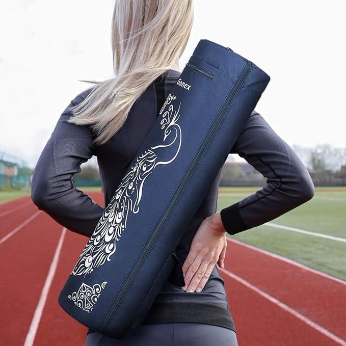 Gonex Yoga Mat Bag, Full-Zip Mat Carrier | 600D Oxford Fabric, Wet Pocket, Front Zip Pocket, Adjustable Strap, Fits Mats up to 26"