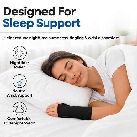 Carpal Tunnel Wrist Brace Night Support - Wrist Splint Arm Stabilizer & Hand Brace for Carpal Tunnel Syndrome Pain Relief Compression Sleeve for Forearm Wrist Tendonitis Pain Treatment (Small, Right)