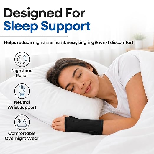 Carpal Tunnel Wrist Brace Night Support - Wrist Splint Arm Stabilizer & Hand Brace for Carpal Tunnel Syndrome Pain Relief Compression Sleeve for Forearm Wrist Tendonitis Pain Treatment (Small, Left)