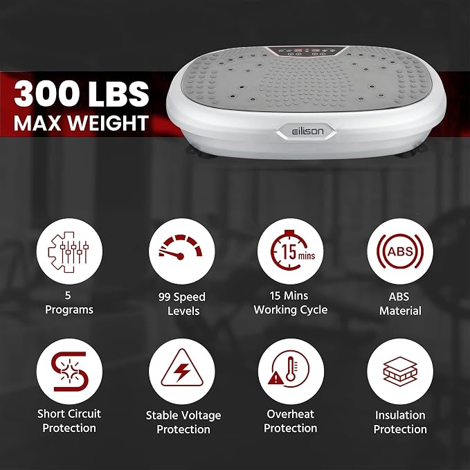FitMaxx 3D XL Vibration Plate Exercise Machine - Whole Body Workout Vibration Platform w/Loop Bands - Lymphatic Drainage Machine for Weight Loss, Shaping, Recovery