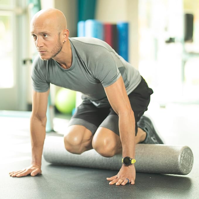 OPTP Silver AXIS Foam Roller - Moderate Density, Eco-Friendly, Durable Foam Roller for Physical Therapy and Exercise, Deep Tissue Muscle Relief, and Workout Recovery (36-Inch Round)