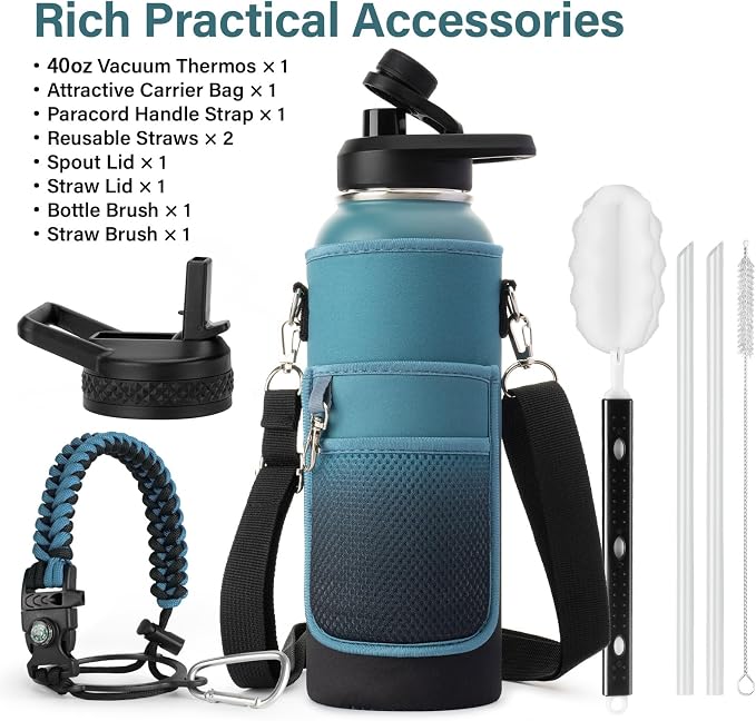 DYSANKY Insulated Water Bottle with Portable Carrier Bag for Outdoor 40 oz
