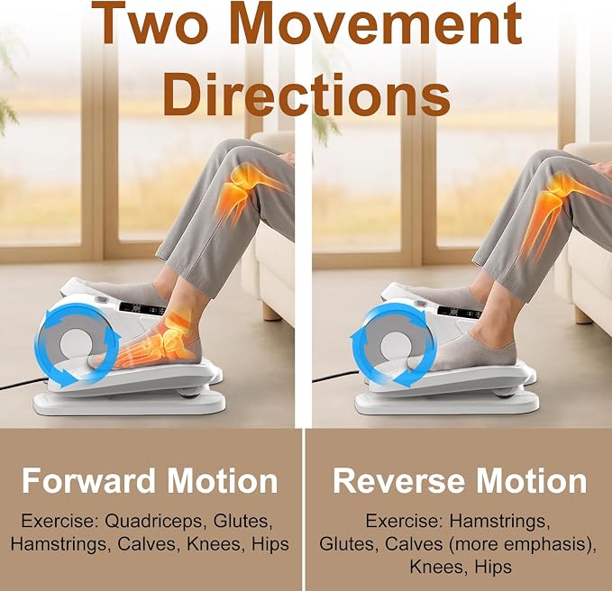 Under Desk Elliptical for Office Pedal Exerciser Electric 12-Speeds | VIVURN 5 Modes Quiet Leg Exerciser While Sitting for Seniors As Seen on TV Manual & Auto Mode for Home Gift for Mom and Dad