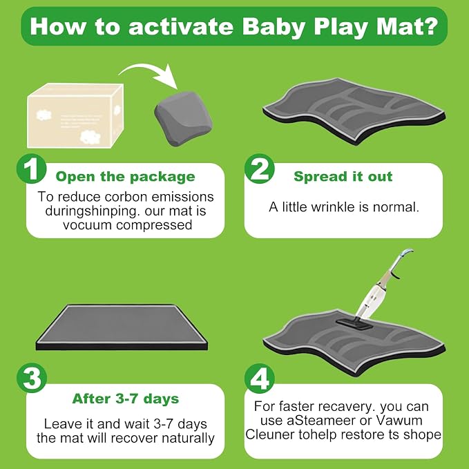 1.3" Thick Baby Play Mat for Floor, Elasti-Foam 71x59 Playpen Mat, Water Repellent Ultra Soft Coral Velvet Tummy Time Crawling Mats for Kid Toddlers Infants, Non-Slip Backing Safe for Earth Tones