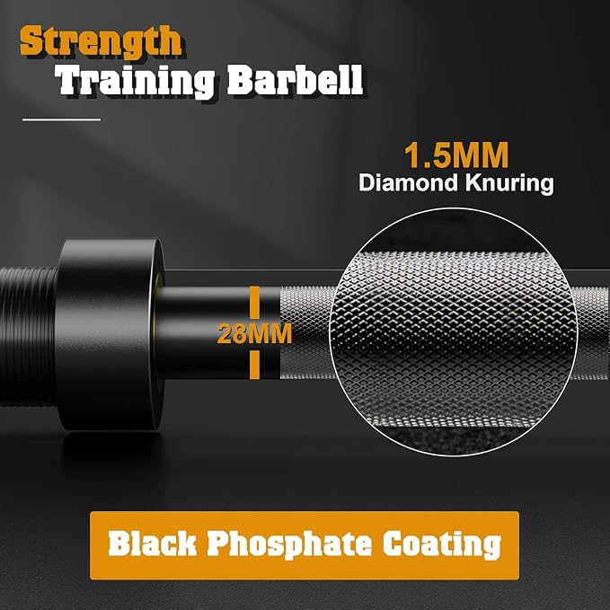 FEIERDUN 7FT Olympic Barbell Bar 1900LBS, Alloy Steel Barbell Weight Bar for Strength Training & Weightlifting, 2-Inch Olympic Bar with Center Knurling for Home Gym Powerlifting