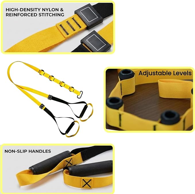 Home Suspension Training Kit for Full Body Workout Equipment | Adjustable Extension Door Anchor, Cary Bag and 2pcs Bands-Strength Training Equipment for Full Body Bodyweight Workouts
