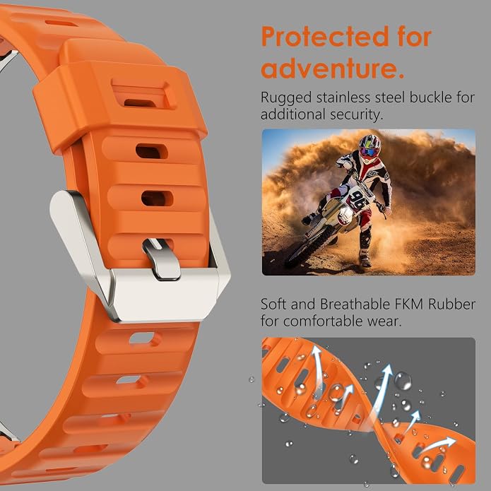 WINGLE FKM Rubber Bands for Apple Watch Band Ultra 3/2/1 Band Ultra 49mm Series 11 10 46mm 45mm 44mm 42mm SE 3/2/1 9 8 7 6 5 4 3 Men, Military Rugged Metal Connector Silicone Apple iWatch Sport Bands