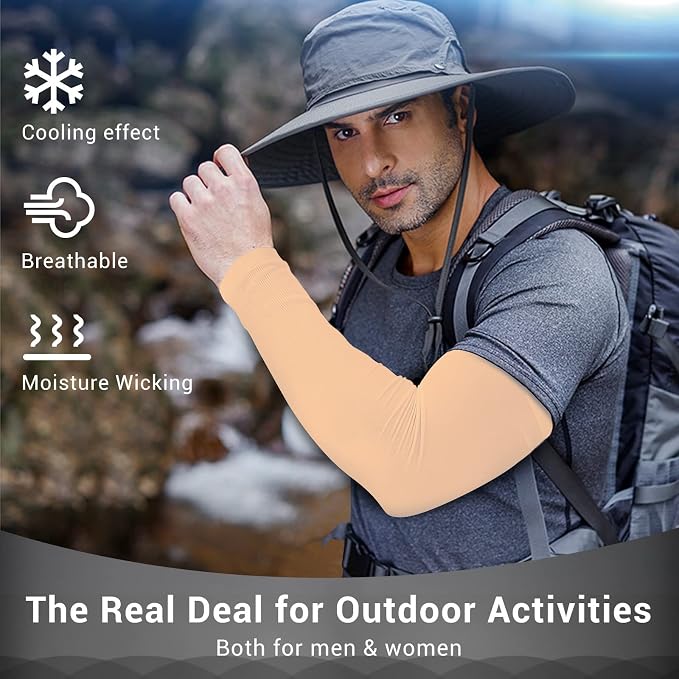 2 Pairs UV Protection Cooling Arm Sleeves Compression Sun Sleeves for Men Women Youth, Tattoo Cover Up, UPF 50