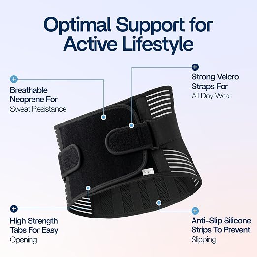 Back Brace for Lower Back Pain Relief | Sciatica Lumbar Support Belt for Men & Women, Adjustable Back Support Brace for Work & Daily Use, All-Day Comfort & Heavy-Duty Compression (Large (38-42.9"))