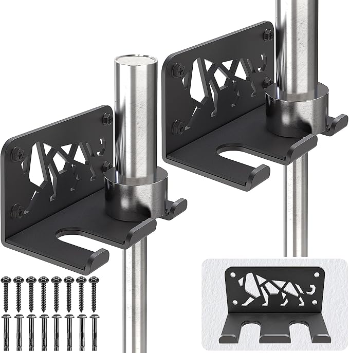 Kipika Versatile Wall Mounted Barbell Holder with Hooks Storage Rack for Barbell Bars Holds Under 33mm Bar Size and Fitness Accessories Space-Efficient Gym Organization for Home & Commercial Use
