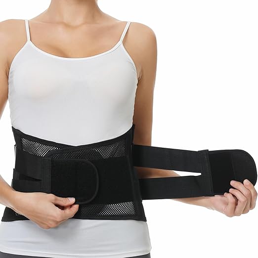 NeoTech Care Lower Back Brace for Women or Men, Lumbar Back Support Belt (Black, Size M)