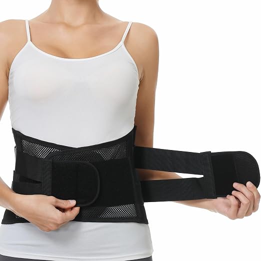 NeoTech Care Lower Back Brace for Women or Men, Lumbar Back Support Belt (Black, Size XXL)