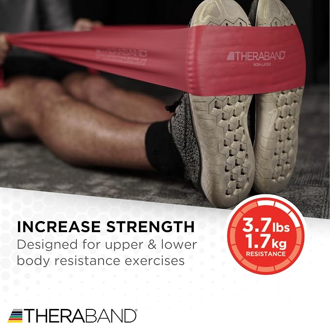 THERABAND Resistance Bands Set, Elastic Bands for Exercise & Physical Therapy, Strength Training for Upper & Lower Body Fitness