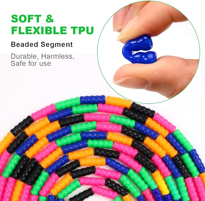 Coolrunner 16 FT Long Jump Rope(2 PACK), Double Dutch Jump Ropes, Soft Beaded Skipping for Kids Adults, Plastic Segmented Long Enough for 4-5 Jumpers