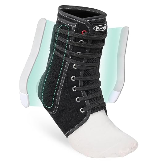 Quick Ankle Brace with Metal and Plastic Side Stabilizers XL | Quick Adjustment Ankle Brace Foot Support for Sprained Left Right 1Pcs