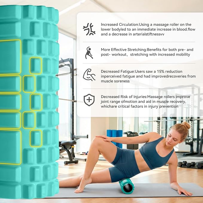 Foam Roller for Deep Tissue Massager High Density Massage Roller | Roller for Muscle Recovery, Relieves Tight, Sore Muscles & Kinks, Improves Mobility & Circulation - Targets Key Body Parts
