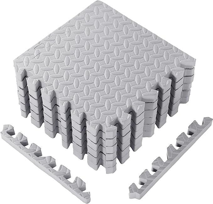 Arrowbash 12x12x1 Inch EVA Thick Interlocking Foam Floor Tiles Puzzle Exercise Mat Foam Mats for Home Gym Pets(Grey,12)
