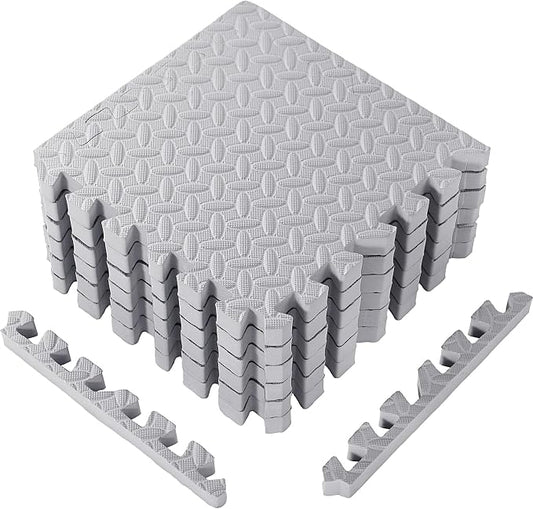 Arrowbash 12x12x1 Inch EVA Thick Interlocking Foam Floor Tiles Puzzle Exercise Mat Foam Mats for Home Gym Pets(Grey,12)