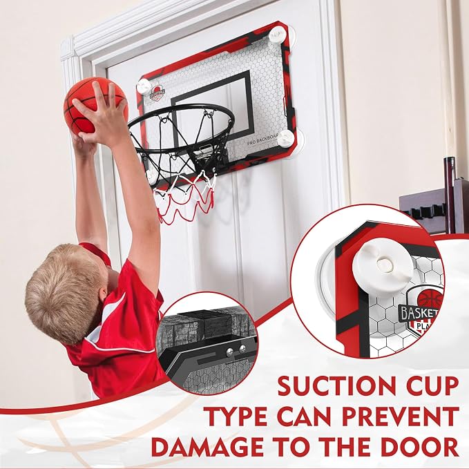 Indoor Mini Basketball Hoops with Powerful Suction Cups for Window and Wall | Wall Mounted Basketball Hoops, Basketball Backboard for Bedroom Office Dorm Room, Outdoor Toy Gifts for Kids and Adults