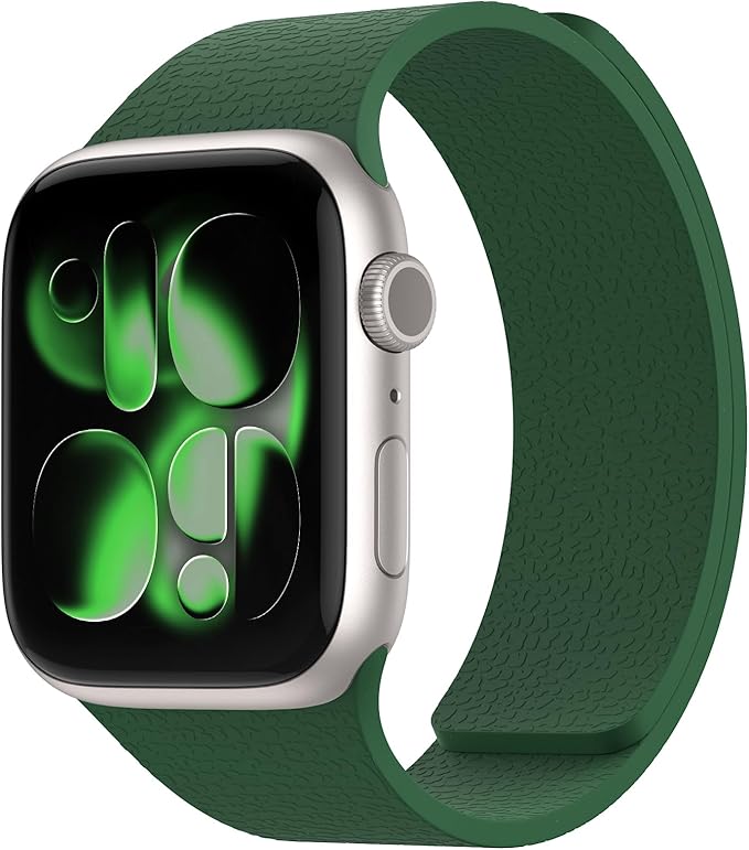 Magnetic Silicone Band Compatible with Apple Watch Band 42mm 41mm 40mm 38mm Series 11 10 9 8 7 6 5 4 3 & SE 3/2/1 Strong Magnetic Clasp, Waterproof & Adjustable (Alfalfa)
