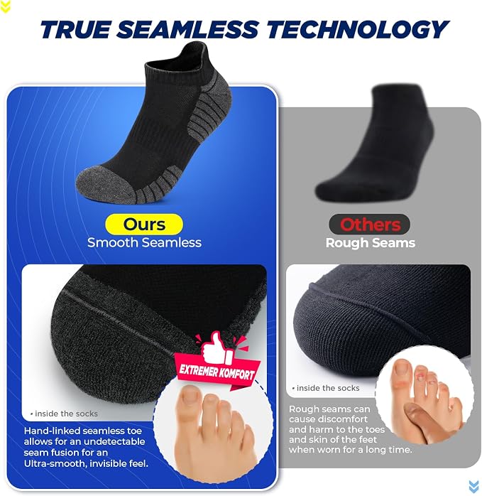 TANSTC Athletic Running Ankle Socks for Men Women, Cushioned Low Cut Sport Tab Socks, 6 Pack