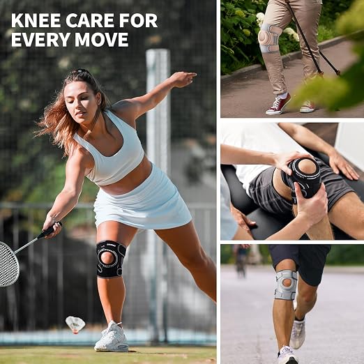 CAMBIVO Knee Brace with Stabilizers, Gel Pad & Open Patella for Men & Women | Open Patella Stabilizer for Arthritis, Meniscus & ACL MCL Relief. Adjustable Compression for Running & Sports Recovery