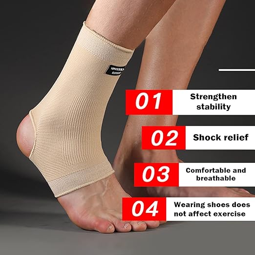 SPOTBRACE Ankle Brace Compression Sleeve, Ankle Support For Women Men 2Pack | Elastic, Open Heel, Beige, Breathable, Thin, Soft, Foot Compression Sock Wrap for Swelling, Plantar Fasciitis, Sprain, 2XL