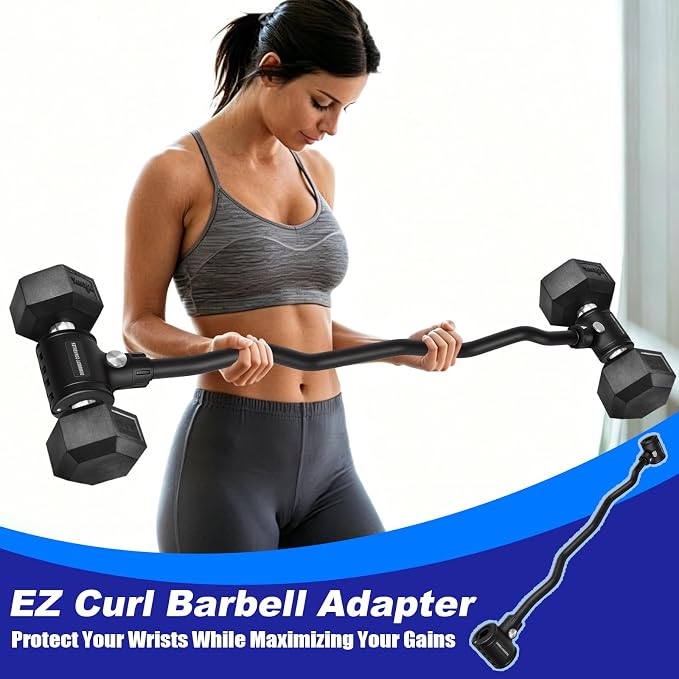 Dumbbell Barbell Converter Bar, Adjustable Weight Dumbbell to Barbell Converter, Easy Grip & Installation Weight Lifting Bar, Ideal for Strength Training Home Gym