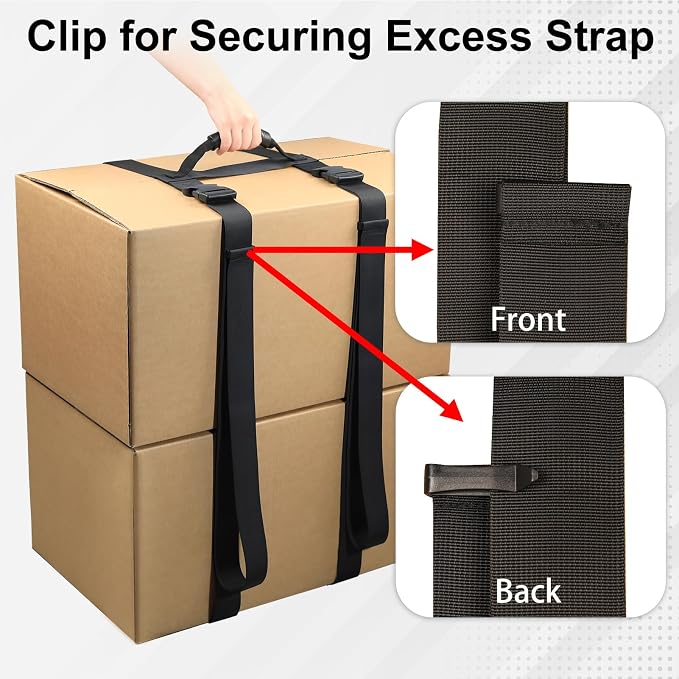 67 Inches Box Carrying Strap with Handle to Safely Move Heavy Boxes | Extra-Long Adjustable Heavy-Duty H-Shaped Straps with Organizer Clip, Handheld Belt Designed for Easy Lifting Large Luggage