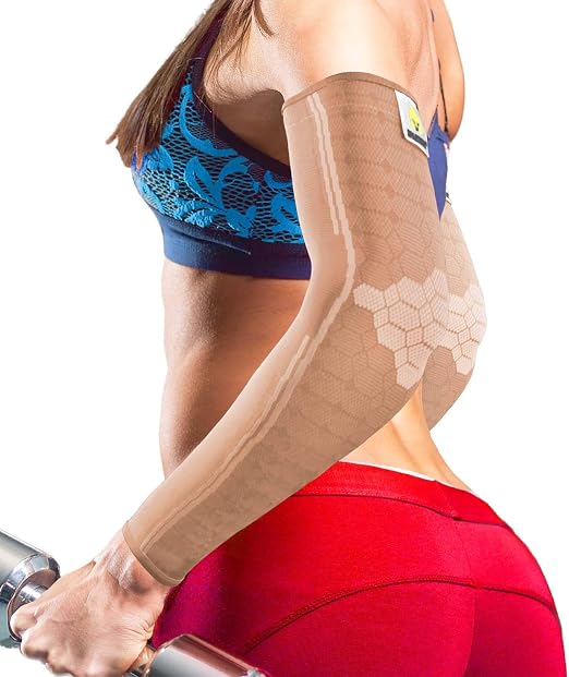 Sparthos Compression Sleeve for Arm - Arm Sleeve for Women, Men - Beige-XS