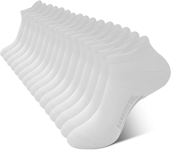 BAMBOO COOL Men's Ankle Socks Moisture Wicking Breathable Odor Control Athletic Cushioned Running Socks Arch Support 8 Pack