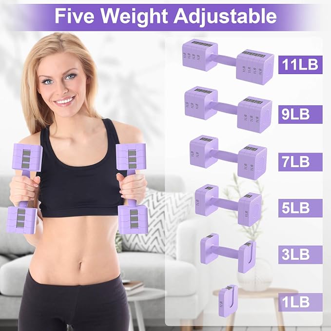 Hezeyferg Adjustable Dumbbells Set for Women/Men Home Gym | 18LBS 22LBS Adjustable Weight Dumbbells, Hand Weights Sets with Mutilple Levels, Full Body Workout