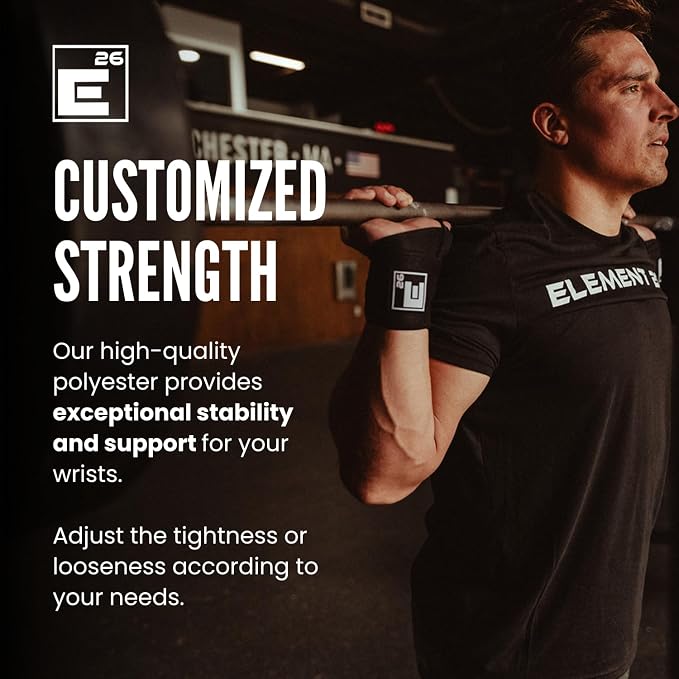 Element 26 Wrist Wraps for Weight Lifting, 20 Inch | 20" Heavy Duty Wrist Support for Gym, Powerlifting, Bench Press, Strength Training, Men & Women, Quick Release