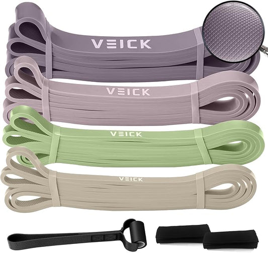 VEICK Pull Up Assist Resistance Bands for Home Gym | 100% Natural Latex, Non Slip Leather Texture, Space Saving, Versatile for Full Body Training, Home Gym