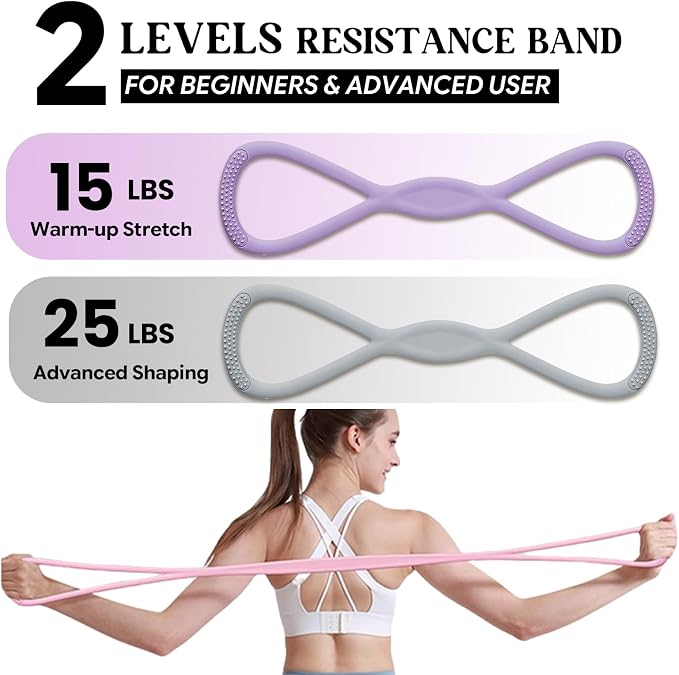 Figure 8 Resistance Band, Figure 8 Resistance Bands for Women Men,Resistance Band Figure for Working Out, Non-Slip Handles, Home Gym, Yoga & Physical Therapy