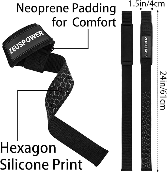 Lifting Straps Wrist Straps for Weightlifting Gym Straps Weight Lifting Deadlift Workout Women Men Dumbbell Straps for Hand RDL Strap Exercise Straps Dead Lift Cotton Neoprene Padded Zeus Power