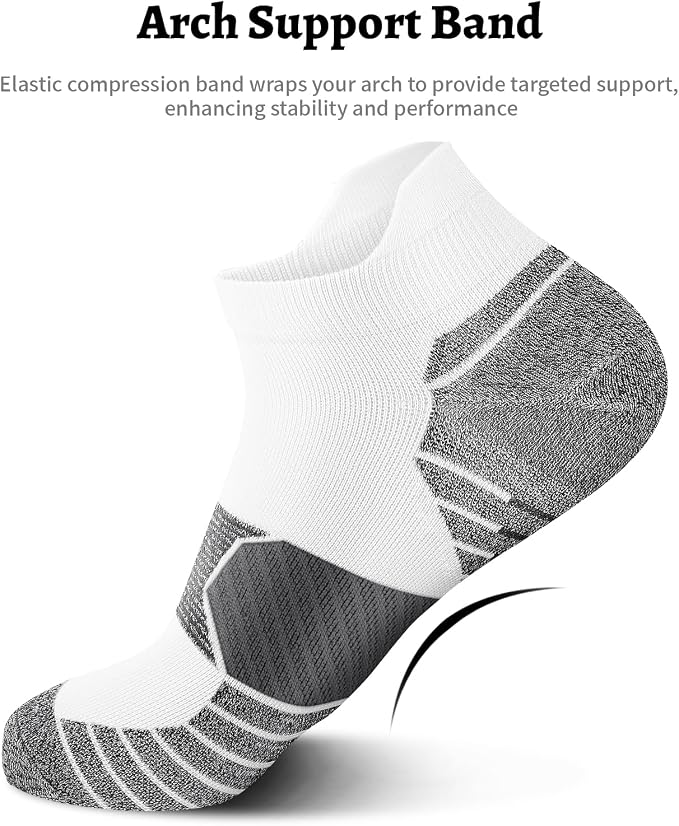 Ankle Compression Socks for Women 6 Pairs Running Socks with Arch Support | Athletic Womens Ankle Socks for Running, Gym, Workouts, Long-Distance Walking, Travel, Daily Use, Relieve Plantar Fasciitis