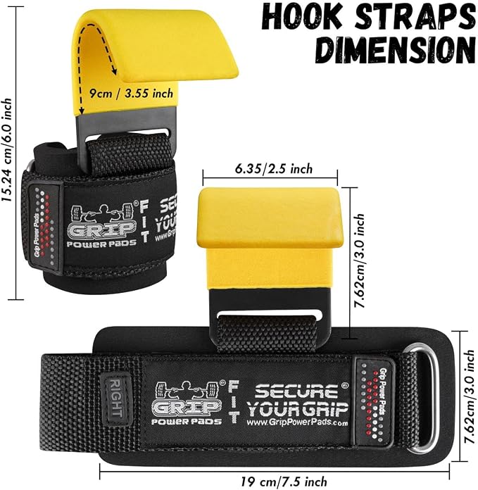 Weight Lifting Rod Hooks Heavy Duty Wrist Wraps Power Weight Lifting Training Gym Grips Straps Set of 2