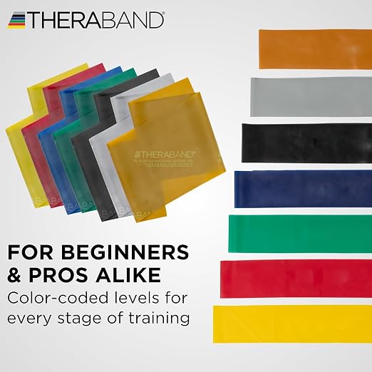 THERABAND Professional Latex Resistance Band Set, Pack of 7, 6 Ft | Professional TheraBand equipment for exercise, physical therapy, fitness and at-home workouts
