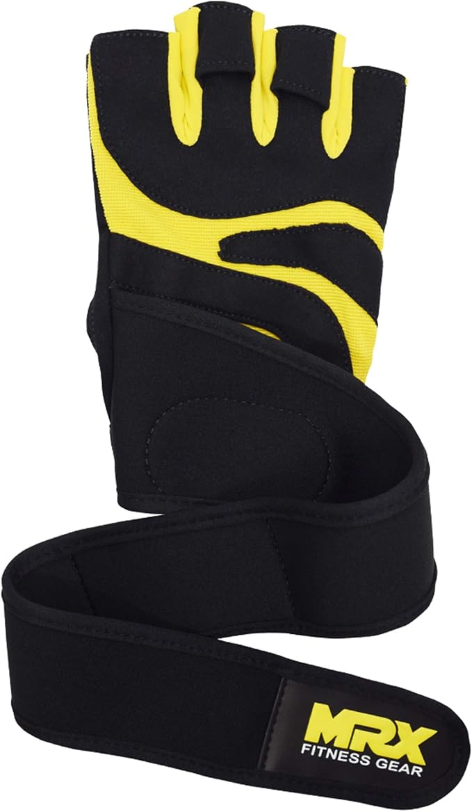 MRX Weightlifting Gloves for Men Workout Gloves Mens Wrist Support Lifting Gloves Male Gym Gloves | Workout Gym Accessories for Men Weight Lifting Fingerless Gym Exercise for Powerlifting