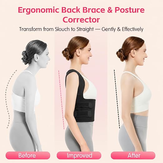 Posture Corrector for Women & Men, Adjustable Full Back Brace Support | Breathable Shoulder Straightener, Spine Support for Upper & Lower Back, Scoliosis & Hunchback Correction, Back Pain Relief