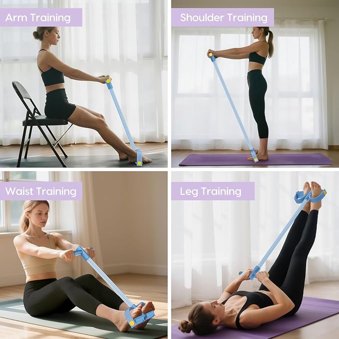 Resistance Bands with Handles, 6-Tube Elastic Pedal Resistance Band for Working Out, Durable Natural Rubber Exercise Bands, Multifunction Exercise Equipment for Abdomen, Waist, Arm, Leg Stretching