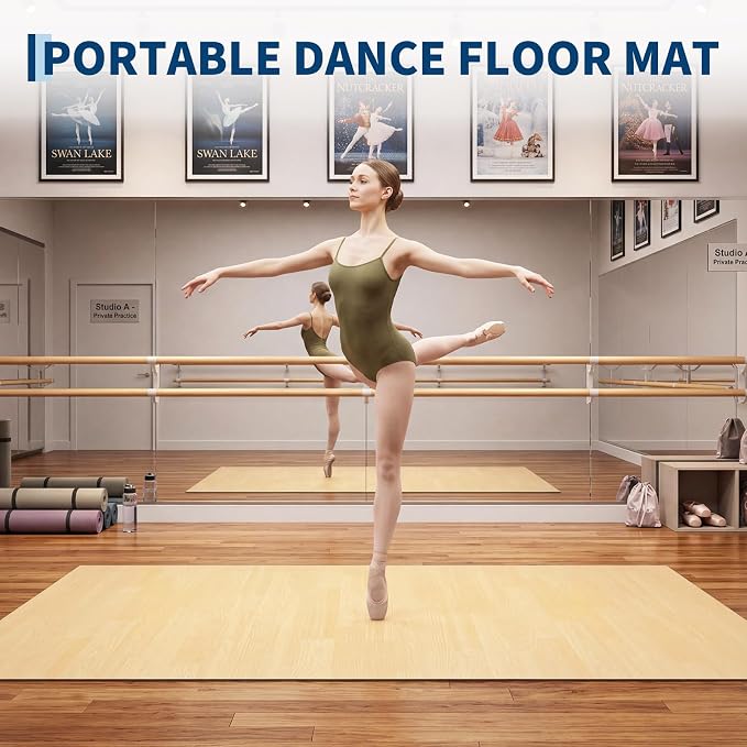 6 x 4 ft Dance Floor,Portable Dance Floor Mat,PVC Non-Slip Exercise Flooring for Ballet Jazz & Pop for Home and Gym