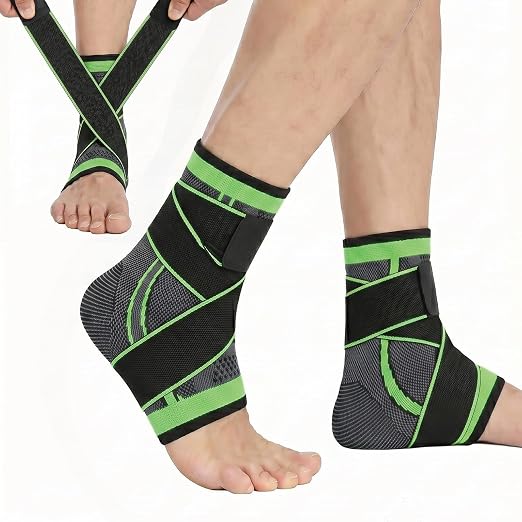 Plantar Fasciitis Socks for Sprained Ankle Support, Compression Socks with Adjustable Strap for Plantar Fasciitis Relief, Ankle Brace Sleeve for Women & Men, Achilles Tendonitis Pain Relief(Green-XL)