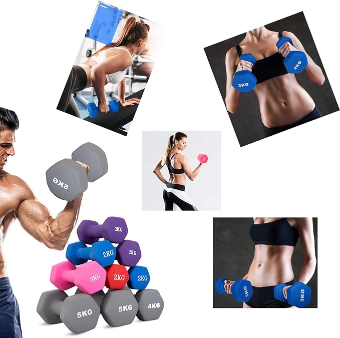 Portzon 8 Colors Options Compatible with Set of 2 Rubber Dumbbell Weight, 5-50 LB, Anti-Slip, Anti-roll, Hex Shape