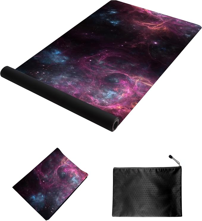 nuveti Printed Travel Yoga Mat 1/16 Inch Thick Non Slip Fitness Workout Mat | with Carrying Bag, Foldable Lightweight Suede & Natural Rubber Yoga Mat for Yoga Pilates and Fitness 72" L x 24" W x 1.5mm