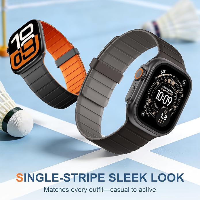 SNBLK Magnetic Band Compatible with Apple Watch Bands for Men 44mm 45mm 46mm 49mm 42mm 41mm 40mm 38mm Women, Secure Silicone Sport Loop Magnet Strap for iWatch Ultra 3 2 1 SE Series 11 10 9 8 7 6 5 4
