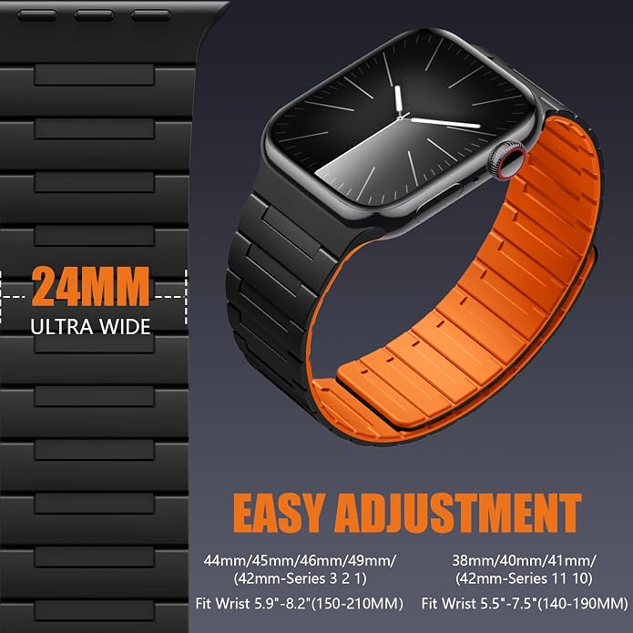 SNBLK Magnetic Watchband Compatible with Apple Watch for Men 44mm 45mm 46mm 49mm 42mm 41mm 40mm 38mm Women, Silicone Sport Strong Magnet Strap for iWatch Series 11 Ultra 3 Ultra 2 Se 10 9 8 7 6 5 4 1
