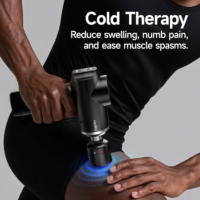 HEYCHY Massage Gun Deep Tissue with Heat and Cold, HSA Eligible12mm Amplitude Muscle Massager for Athletes, Men Women Back Neck Shoulder Recovery, Quite for Home Gym, FSA