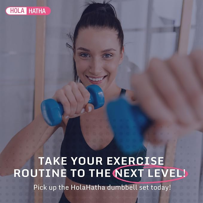 HolaHatha 1, 2 and 3 lb Neoprene Dumbbell Strength Training Weight Set with Rack